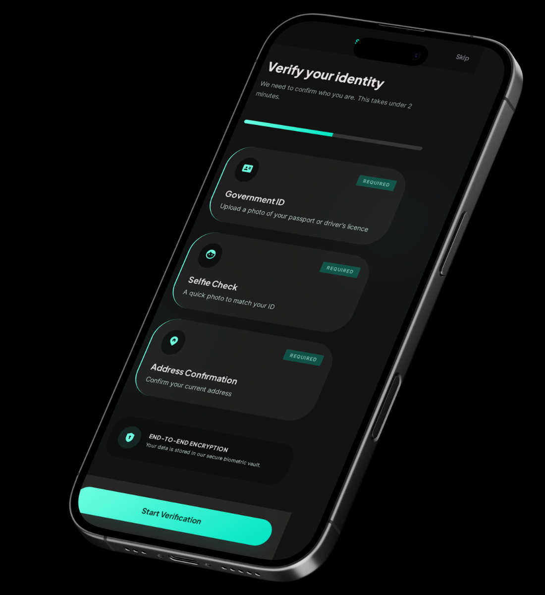 Verify your identity screen
